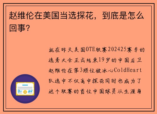赵维伦在美国当选探花，到底是怎么回事？